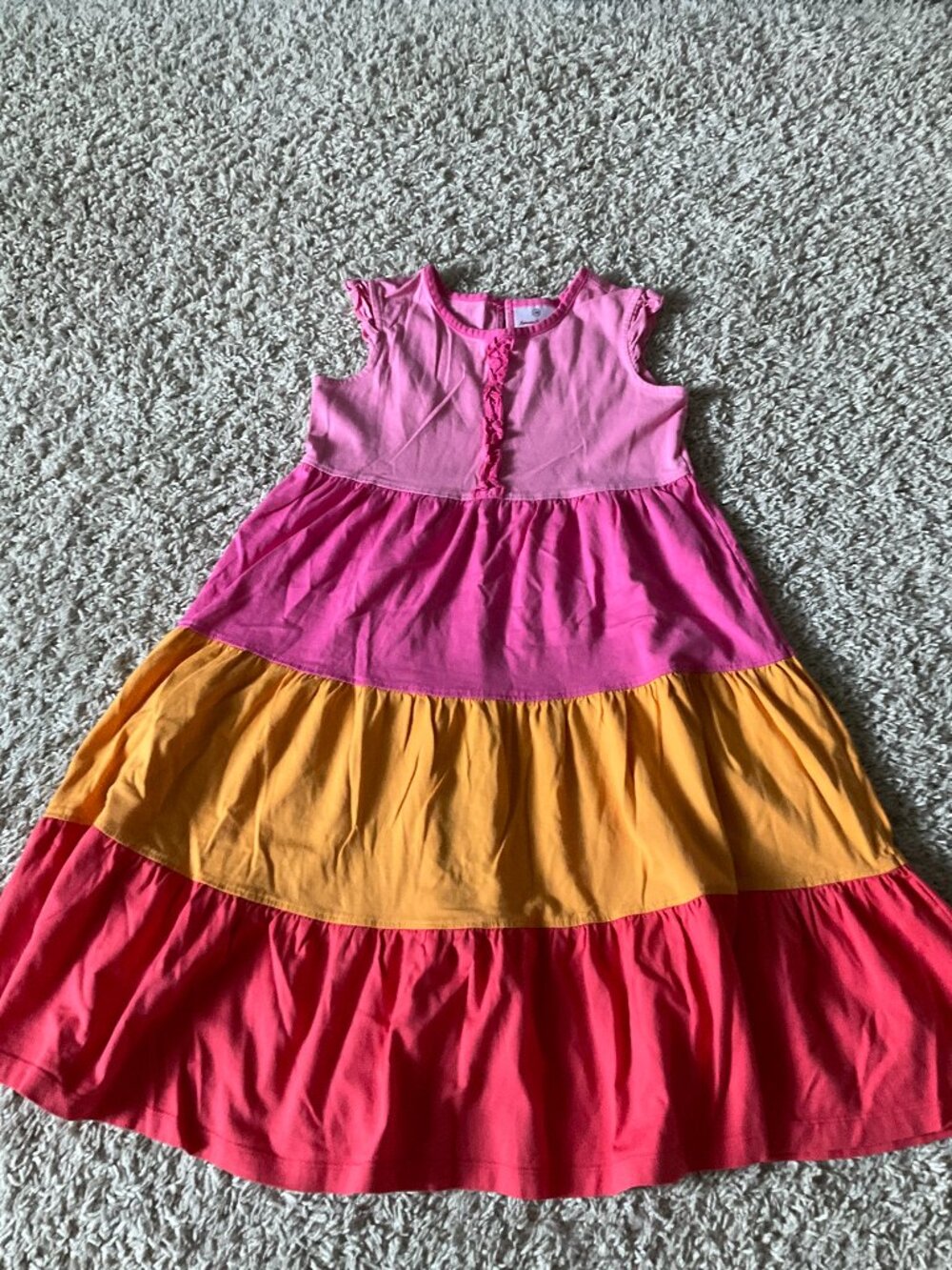 Hanna Andersson Tiered Colorblock Sundress. Size  130 (US 8). Multicolor.